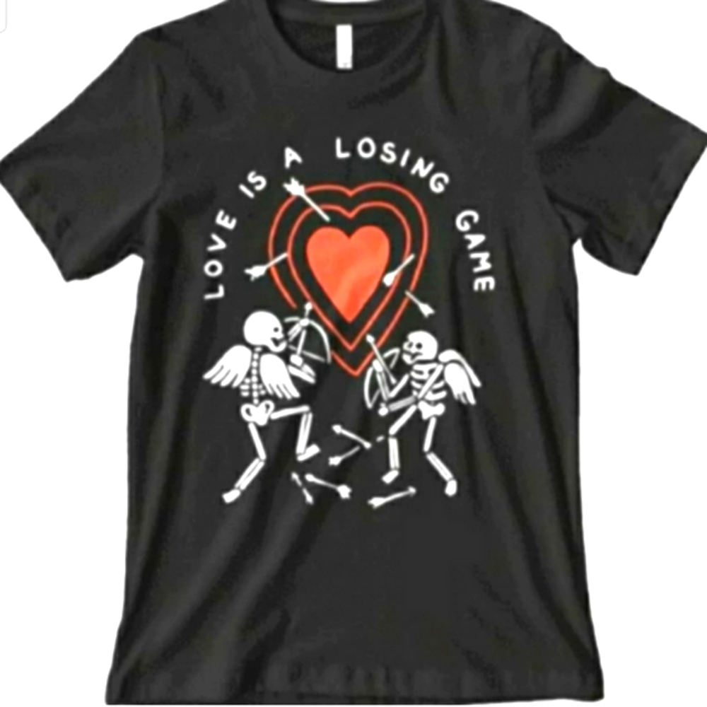 💋 LOVE IS A LOSING GAME 💋 - Black Graphic Unisex T-Shirt by WICKED CLOTHES